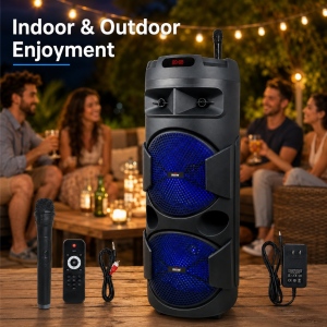 Portable Party Speaker with Wireless Microphone
