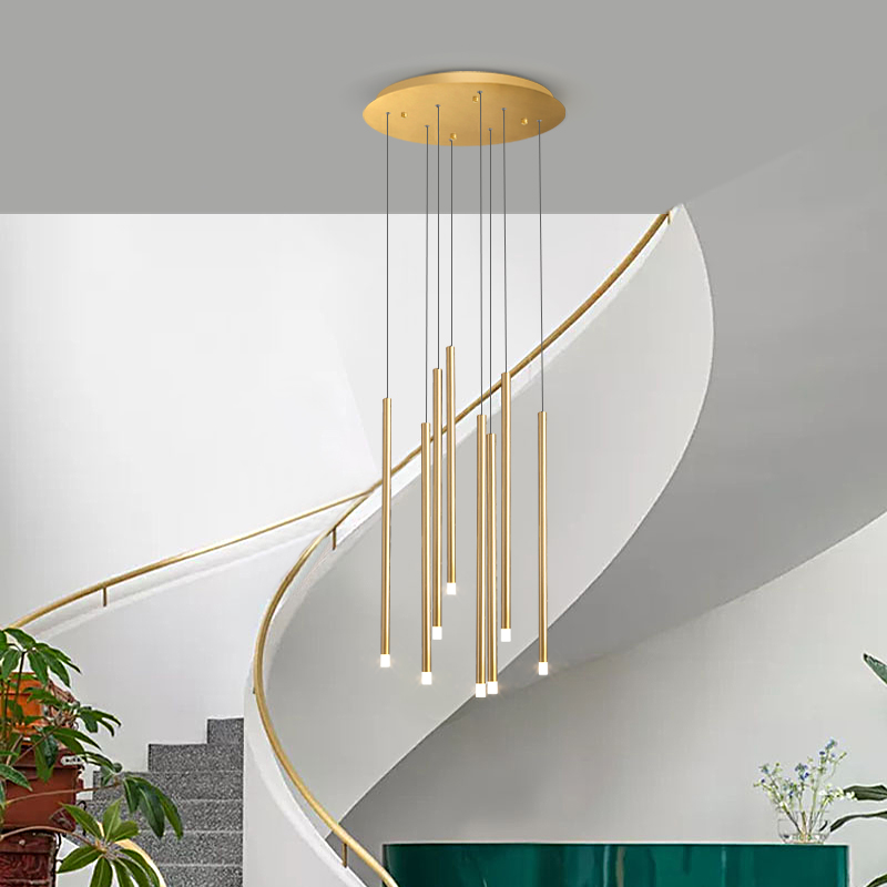 Modern minimalist stair chandelier ceiling Nordic villa chandelier lighting gold / black / led chandelier for cafe restaurant