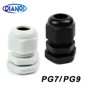 10Pc IP68 PG7 PG9 for 3-6.5mm 4-8mm Wire Cable White Black Waterproof Nylon Plastic Cable Gland Connector with Gasket