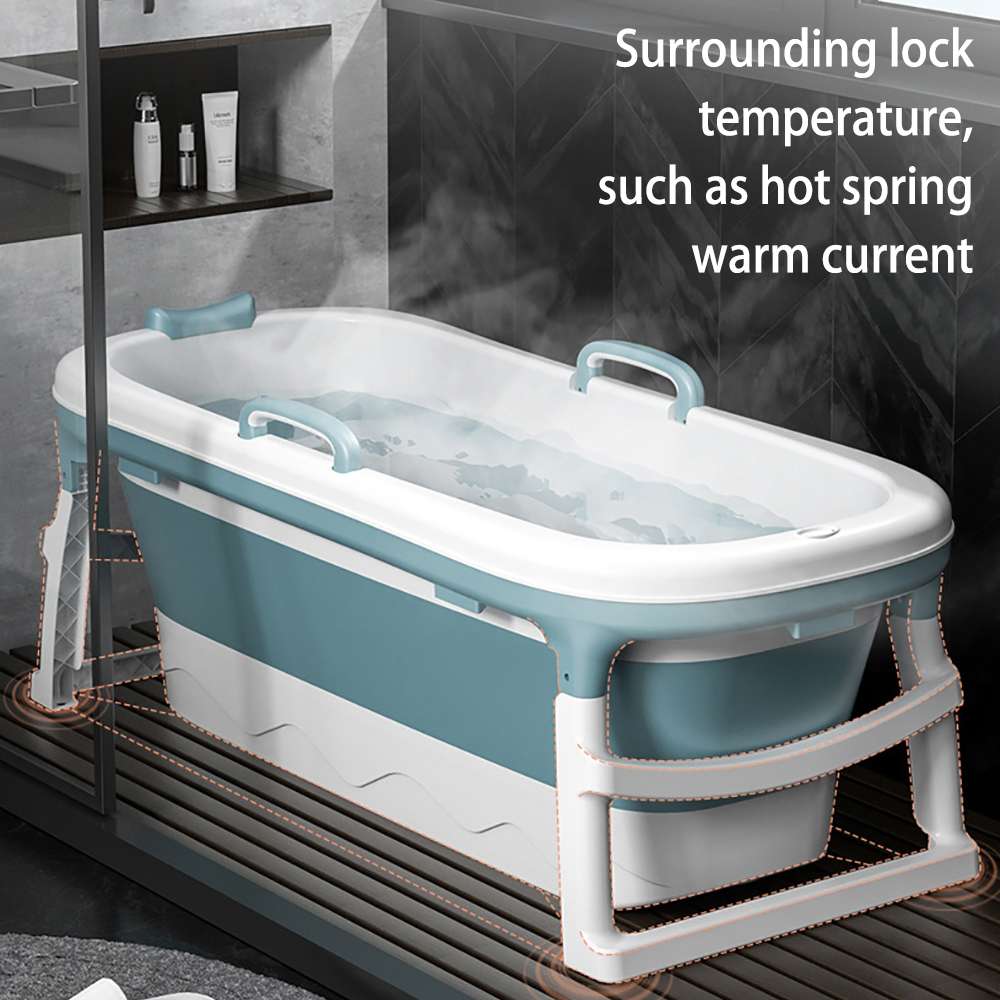 1.38 Portable Bathtub Non-slip Folding Bath Bucket Foldable Large Adult Child Tub Swimming Pool Family Bathroom SPA Sauna Winter