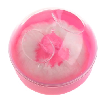 Pink Bowknot Grip White Plush Round Baby Powder Puff