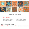 10pcs/set Orange Mandala Pattern Crystal Hard Tiles Wall Sticker Kitchen Wardrobe Home Decor Art Mural Peel & Stick Wallpaper