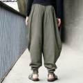 INCERUN Plus Size Cotton Linen Harem Pants Men Baggy Pants Japanese Style Mens Crotch Wide Leg Pants Casual Loose Trousers