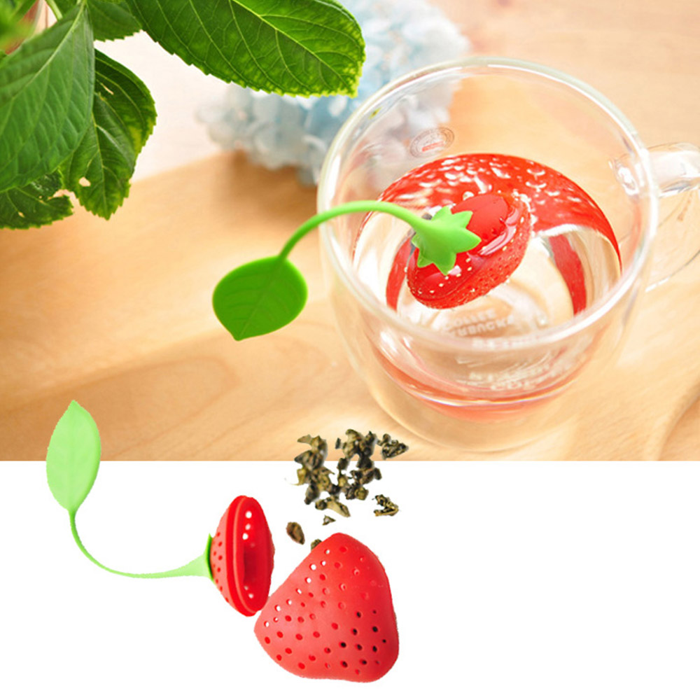 Tea Infuser for Teapot Brew Tea Strainer Silicone Infusers Strawberry Shape Filter Infusers Tea Pot Accessory Infusions for Teas