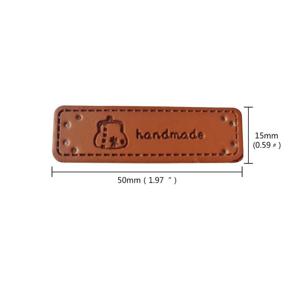 48Pcs/Lot Bag Logo Handmade Leather Labels For Needlework Clothing Hand Made Label For Luggage Gift Tags Handwork Sewing Tag