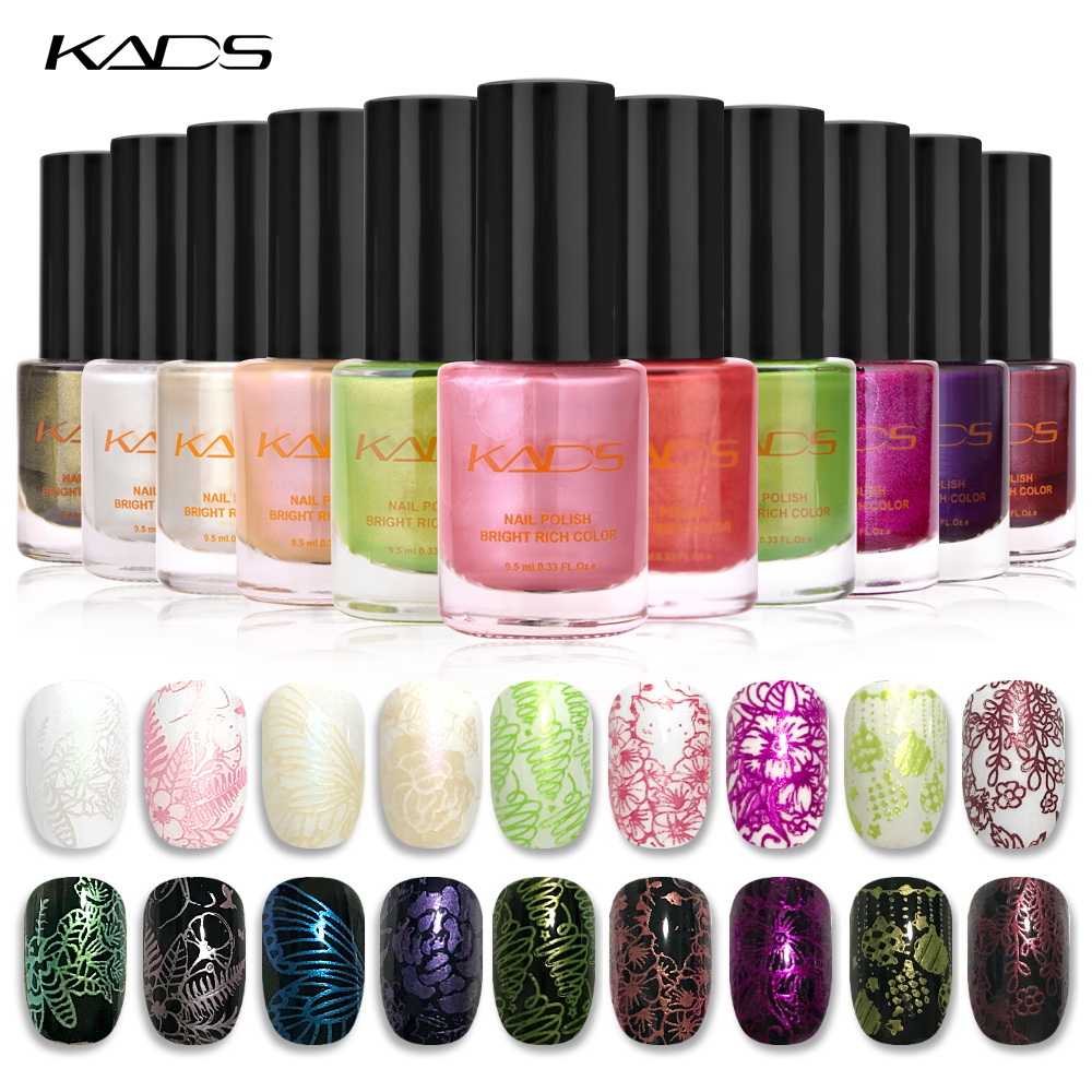 KADS 9.5ml Two in one Pearl light Nail Stamping Polish for stamping template 11 shining colors Stamping Nail Polish Nail Art