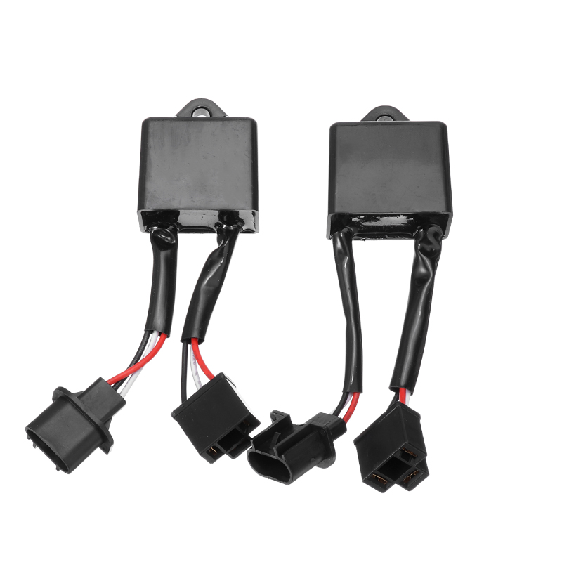 2pcs Canbus Relay H4 to H13 Anti Flicker Harness Error Free Decoders Adapters For Jeep Wrangler JK 7 Round LED Headlight