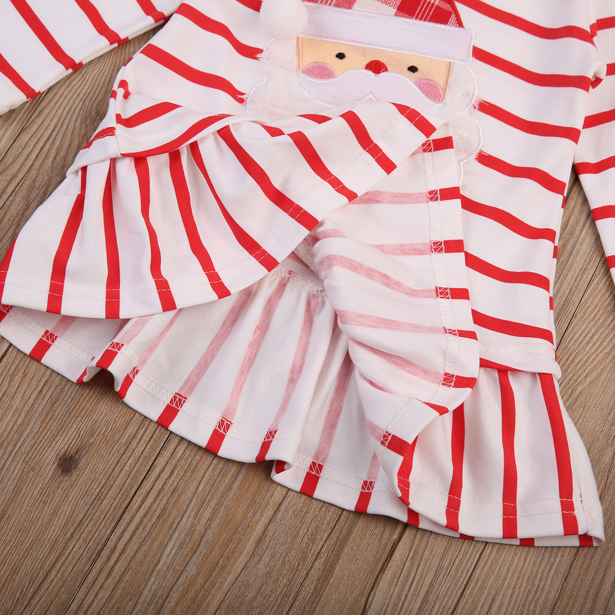 Citgeett Autumn New Baby Girls Christmas Santa Claus Little Girls Cute Casual Xmas Striped Dress Clothes 0-5Y
