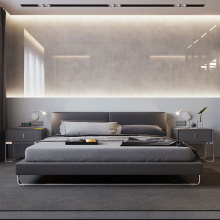 New post-modern light luxury leather bed