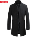 FGKKS Winter New Wool Blend Coats Men Quality Brand Men's Fashion Business Casual Wool Overcoat Long Section Wool Coat Male