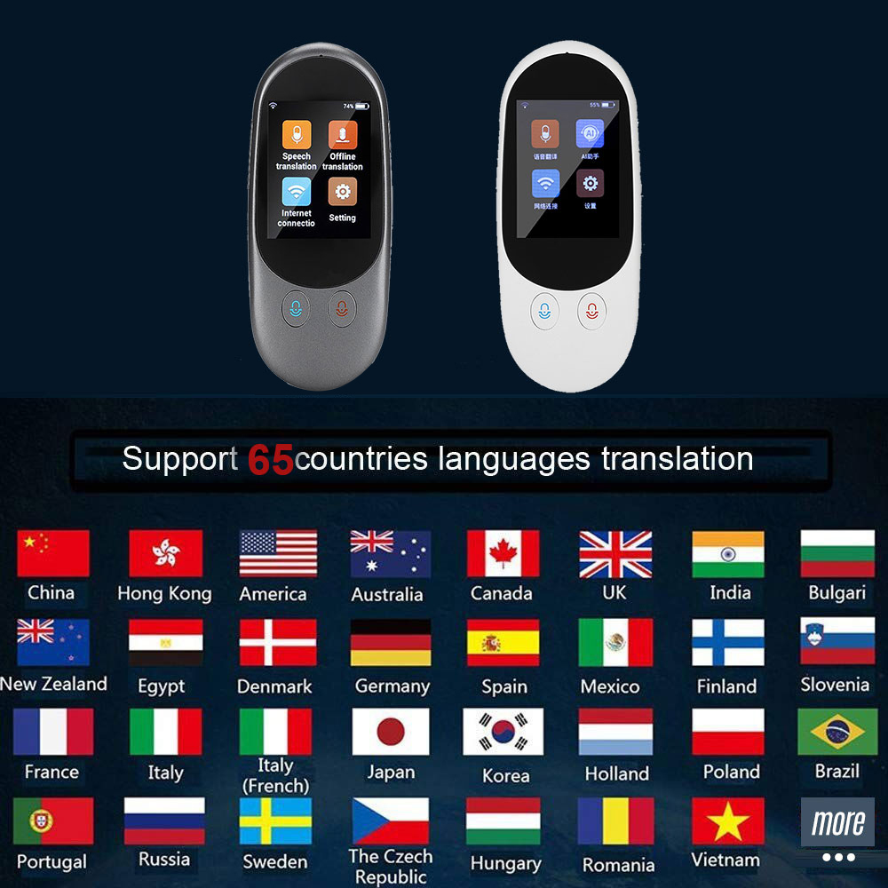 F1 Smart Portable Double MIC Voice Translator Real-Time Offline Translation 65 Languages 150H Standby Noise Reduction Translator
