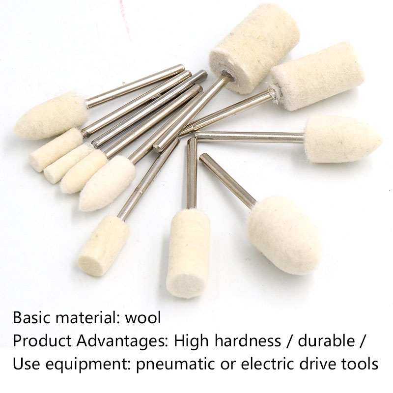 10pcs Wool Felt Polishing Buffing Cylinder/Cone Head Tool For Dremel Rotary