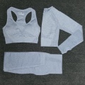 Yoga Sets Seamless Leggings Bra Long Sleeves Shirt Crop Top Women Running Gym Sportswear High Waist Fitness Sports Bra Pant Suit