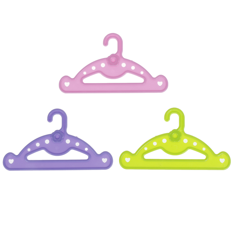 5pcs Dolls Clothes Accessories Plastic Hangers Baby Toys Fit 18 Inch Girls Doll & 43 cm Baby Doll Green/Pink/Purple Color