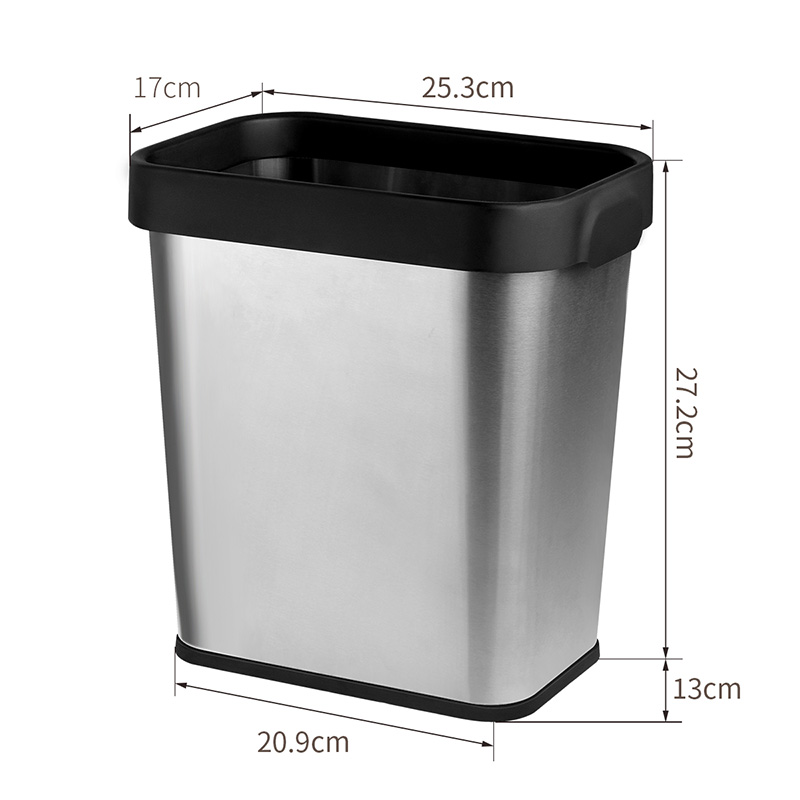 8L/12L Stainless Steel Wastebasket Trash Can Garbage Dust Storage Bucket Paper Basket Home Kitchen BedRoom Waste Bin