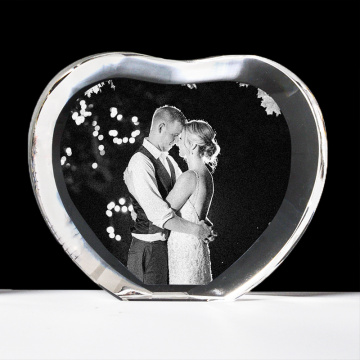 Customized Heart Shaped Crystal Photo Frame With Laser Engraved Personalized Picture Glass Wedding Souvenir Birthday Gifts