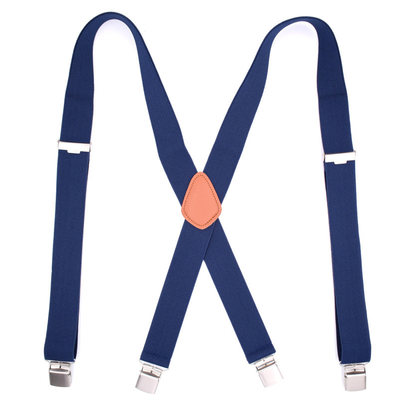 Navy blue Polyester Suspenders Adult Casual Suspenders X-back Shape Heren riemen Elastic Braguilles d homme 1.38*47.2in MBD8495C