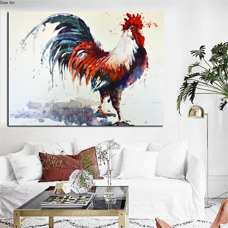 SEVENTHART Abstract Rooster Watercolor Oil Painting on Canvas Wall Picture Art Animal Modern Cuadros Decoration For Living Room