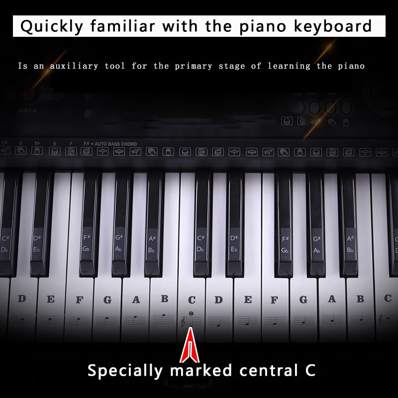 37/49/54/61/88 Key Piano Sticker Piano Keyboard Sticker Removable Electronic Keyboard Piano Sticker For Kids Beginners Practice
