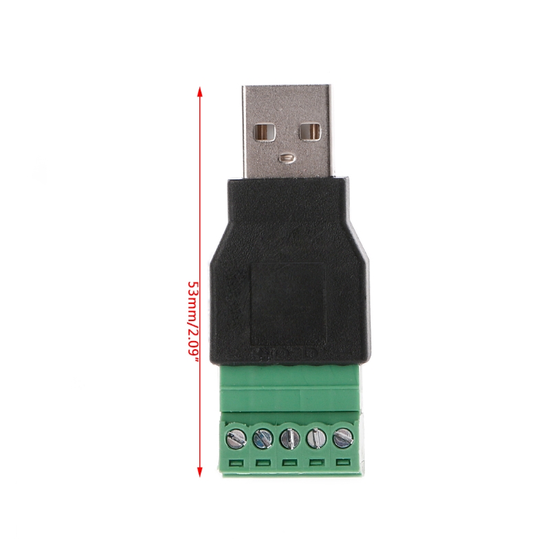 USB 2.0 Type A Male/Female to 5P Screw w/ Shield Terminal Plug Adapter Connecto