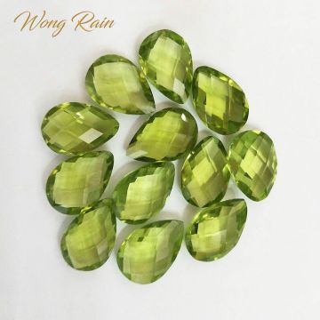 Wong Rain 1 PCS Top Quality Free Shipping Pear Water Drop Natural Peridot Loose Gemstones For DIY Fine Jewelry Making Wholesale