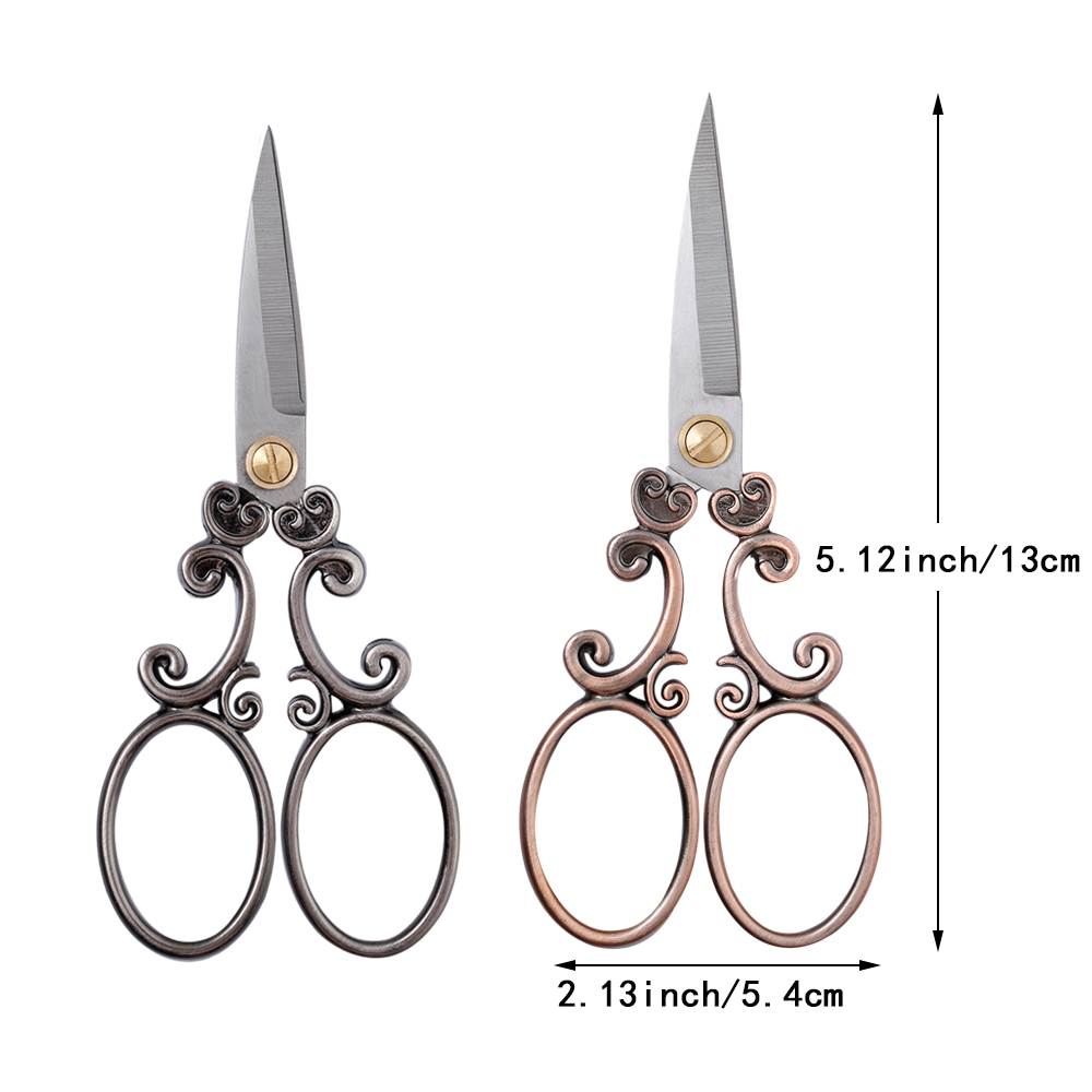 LMDZ 1pcs Retro Style Scissors Antique Cutter Cutting Embroidery Cross Stitch Sewing Tool Stainless Steel Craft Shears