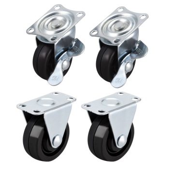 1.5 Inch Casters Wheels Rubber Top Plate Mounted Swivel Fixed Caster Wheel, 44Lb Capacity, 4 Pcs 2 Pcs Swivel with Brake, 2 Pcs