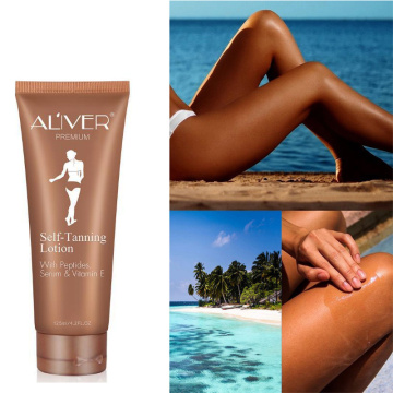 ALIVER Self Tanning Body Lotion Cream Body Black Bronze Tanning Long Lasting Sunless With Peptides Serum Vitamin E 125g