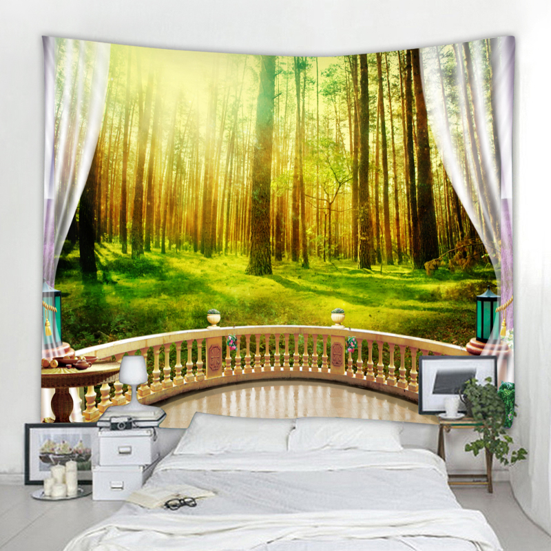 Forest Bohemia Wall Hanging Tapestries Boho Tapestry Wall Carpet Photographic Background Cloth Living Room Blanket