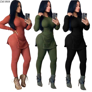 New Autumn Winter Women's Set Tracksuit O Neck Full Sleeve Top Pants Suit Two Piece set Knitting Solid Outfits Sporty GL8081