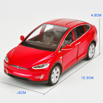 Collectible Red/Black/White Color 1/32 Tesla MODEL X 90 Car Models With Sound Light Pull Back Kids Toys brinquedos Gifts