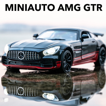 1/32 Diecast Alloy Sport Car Model AMG GTR Pull Back With Sound Light Diecasts Toy Vehicles Models For Children Birthday Gifts