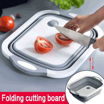 {video}Kitchen Chopping Block Foldable Cutting Board Colanders Kitchen tools Washing Vegetable Basket Drain Kitchen Organizer