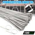 100PCS 4.6x100/250/150/200/300/350mm Multi-Purpose Locking Cable Metal Zip Ties Stainless Steel Self Locking Zip Tie JS23