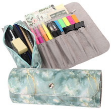 Pen Pencil Case, Roll Up Pencil and Makeup Pouch Bag Organizer with 1 Removable Pencil Pouch,5 Slots, 1 Zipper Pocket&Magnetic