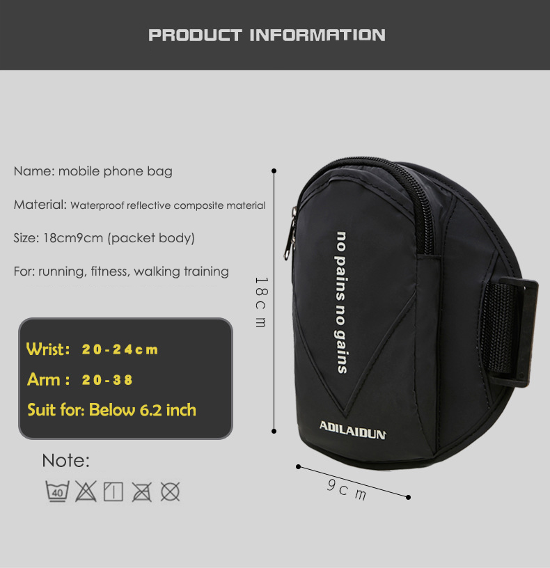 Reflective Gym Fitness Armband Pouch Sport Bag Running Arm Bag Waterproof Mobile Phone Holder Outdoor Sport Arm Wrist Pouch Bag