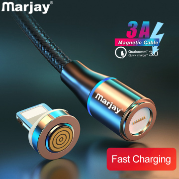 Marjay 3A Magnetic USB Cable 1m 2m Quick Charge 3.0 Fast USB Charging For iphone 7 8 Plus X Xs Max XR Magnet Charger Adapter