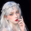 Bride Forehead Tiara Headband Handmade Crystal Leaf Hairband Princess Party Wedding Accessories Crown Bridal Fairy Jewelry