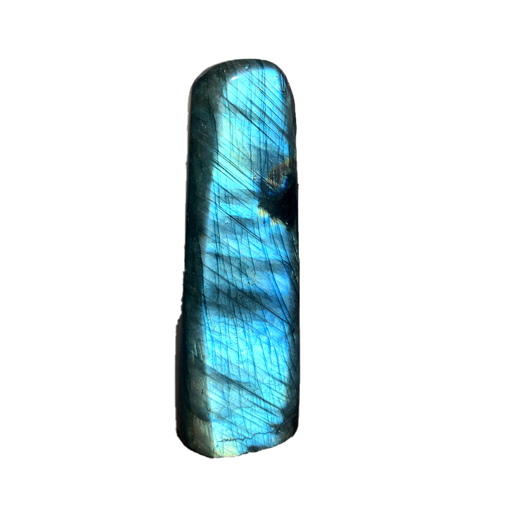 Runyangshi 1pc Natural crystal Colorful Flowing blue light Elongated stone ornaments Crystal Original Moonstone