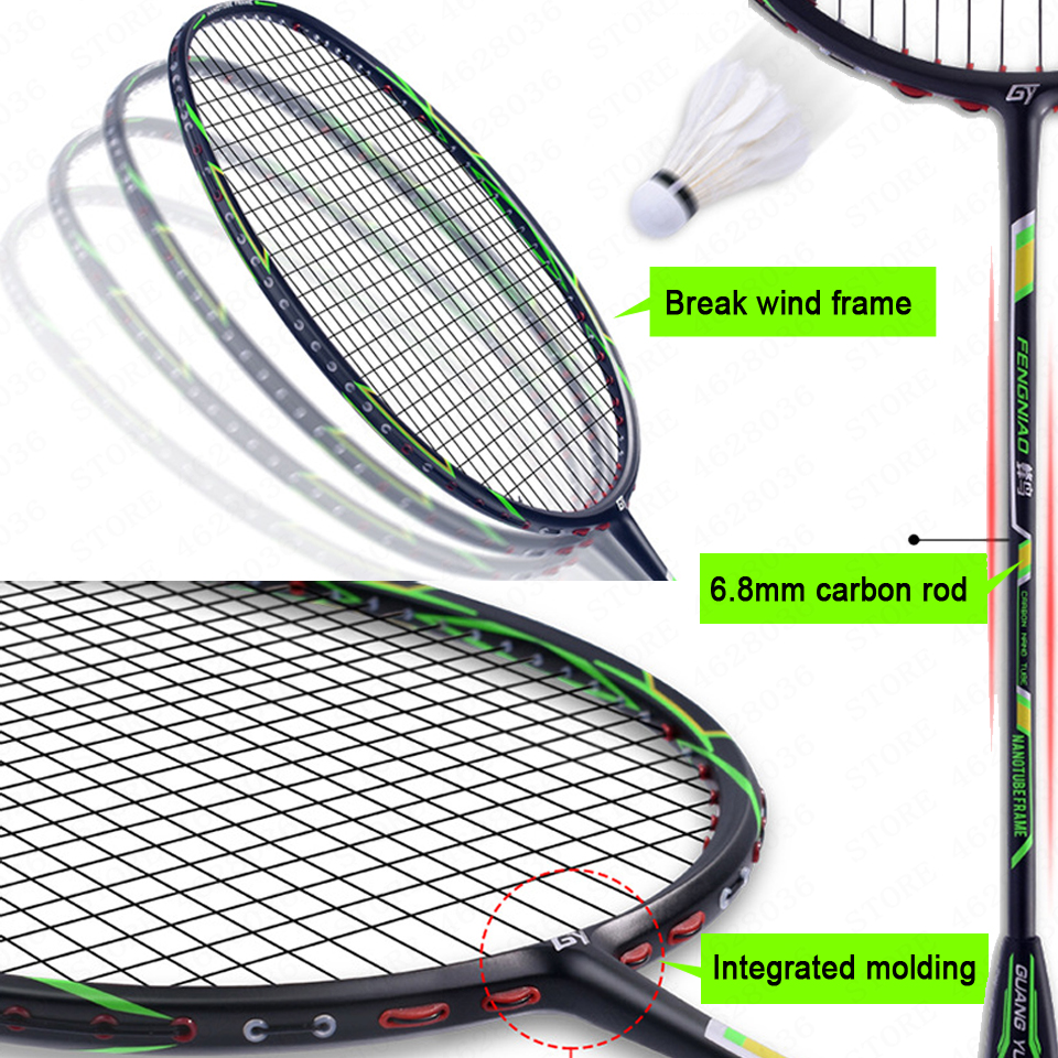 Wholesale Professional 6U Ultra Light 73g Badminton Racket All Carbon Fiber Both Offensive and Defensive Competition Bag String