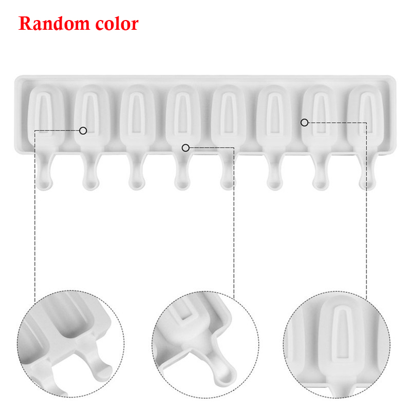 8 Cell Silicone Ice Cream Molds Ice Lolly Moulds Ice Cream Maker Bar Molds Summer Kitchen Homemade DIY Tool Ice Cube Molds