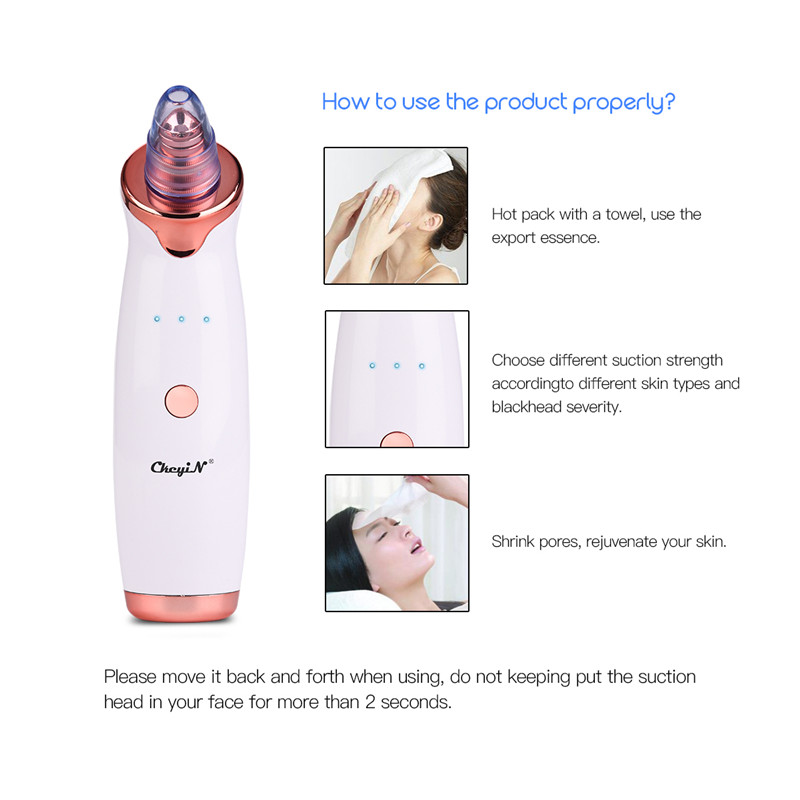 Electric Facial Vacuum Blackhead Remover Skin Care Acne Pore Cleaner USB Rechargeable Facial Vacuum Cleaner Beauty Skin Tool