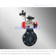 Plastic Pneumatic Butterfly Valve Double Acting