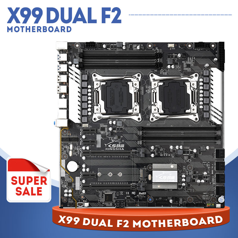 X99 F2 Motherboard Dual CPU X99 LGA 2011-3 E5 V3 V4 4-Channel DDR4 RECC 256GB M.2 NVME NGFF USB3.0 E-ATX Server Mainboard
