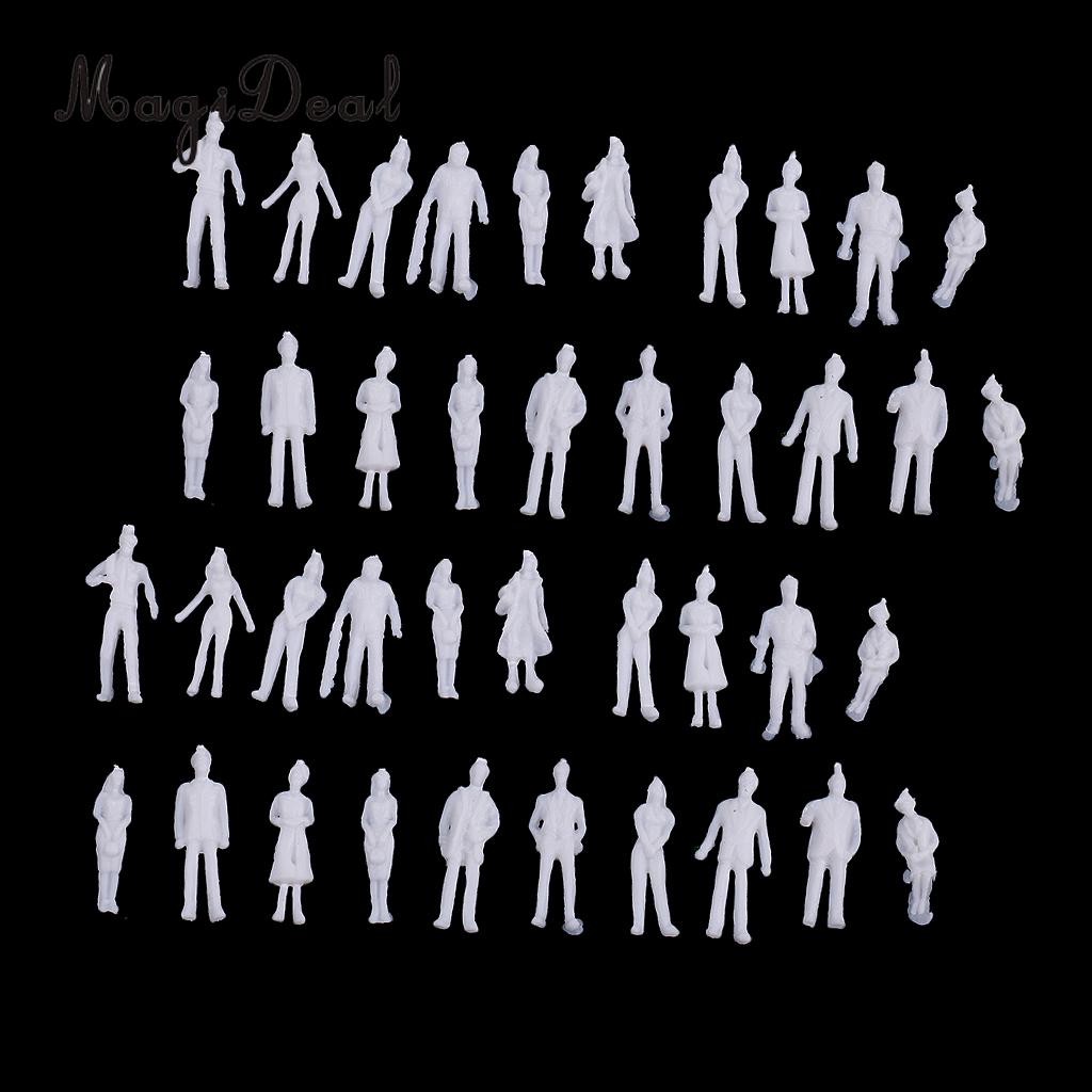 40Pcs 1/100 HO Scale Unpainted Model People Miniature Figures Architectural Model Human Plastic Scene Simulation