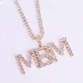 A-Z Custom Name Tennis Chain Letters Necklaces & Pendant Charm Men's Zircon Hip Hop Jewelry With 4MM Tennis Chain