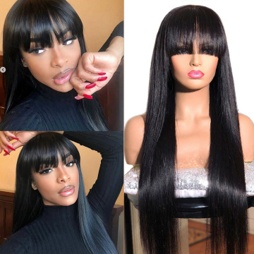 Mstoxic Straight Human Hair Wigs With Bangs Full Machine Made Wigs 613 Blonde Wig Colored Wigs 99J Red Peruvian Remy Hair Wig