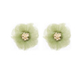 MIARA.L super fairy retro olive green flower ear nail exaggerated pure and fresh snow imitation yarn absorption earrings without