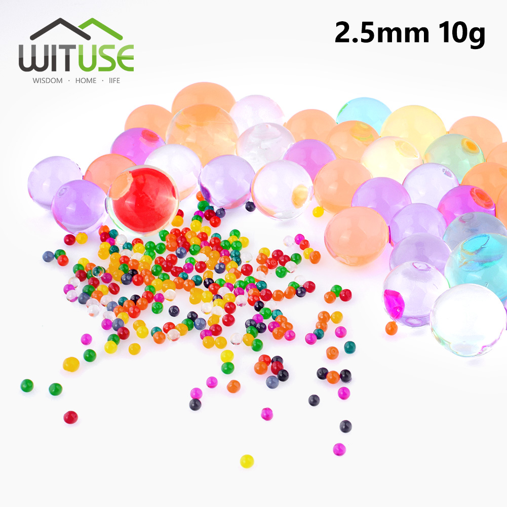 2.5mm 10g Crystal Soil Water Polymer Gel Water Pearls Hydrogel Balls GrowingWedding Decoration Jelly Beads Balls Big Home Decor