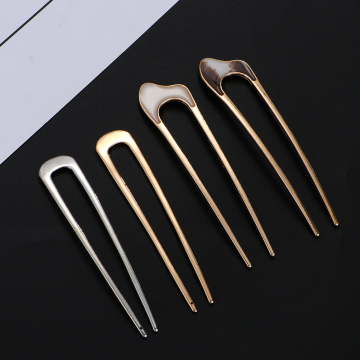 Women Girls Japanese Minimalist Style Metal Alloy U-Shape Conch ShellHair Clip Vintage Hair Sticks Maker Headwear Tool